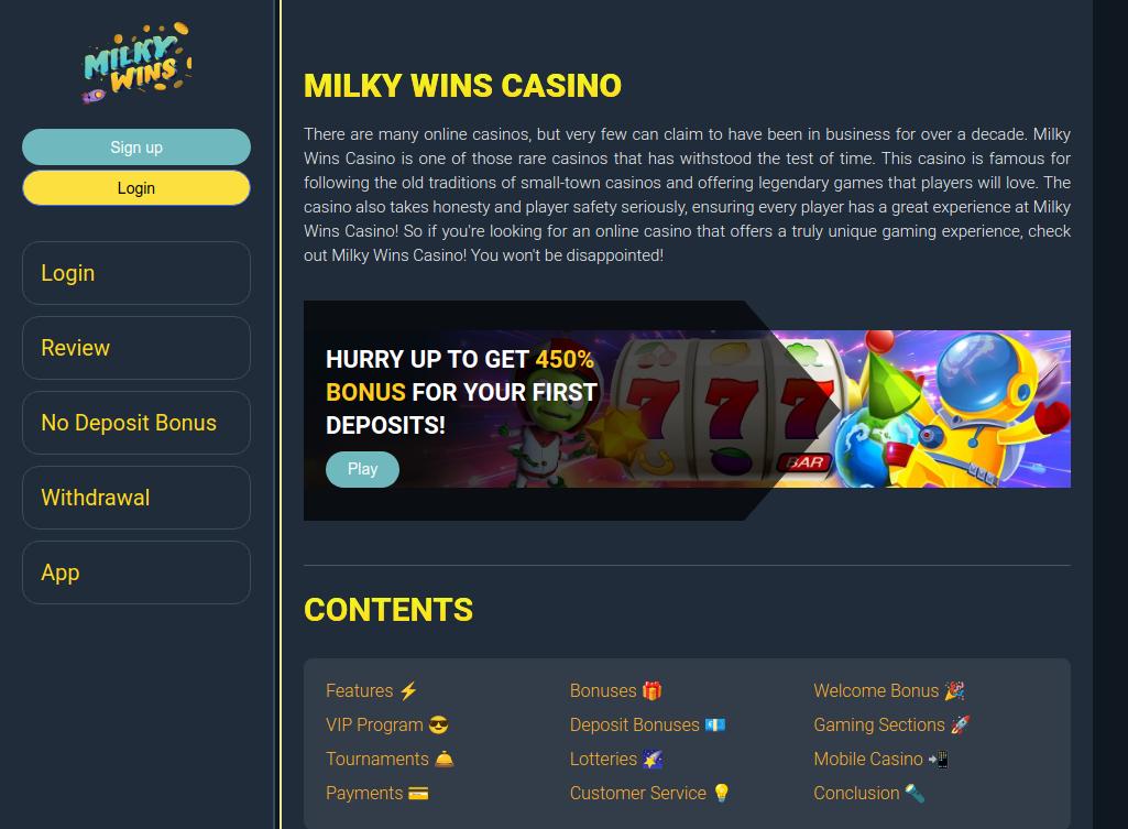 Experience the Excitement of Casino Milky Wins